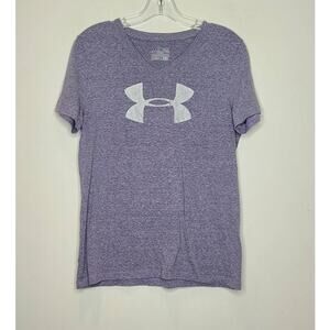 Under Armour heat gear light purple v-neck short sleeve shirt- medium